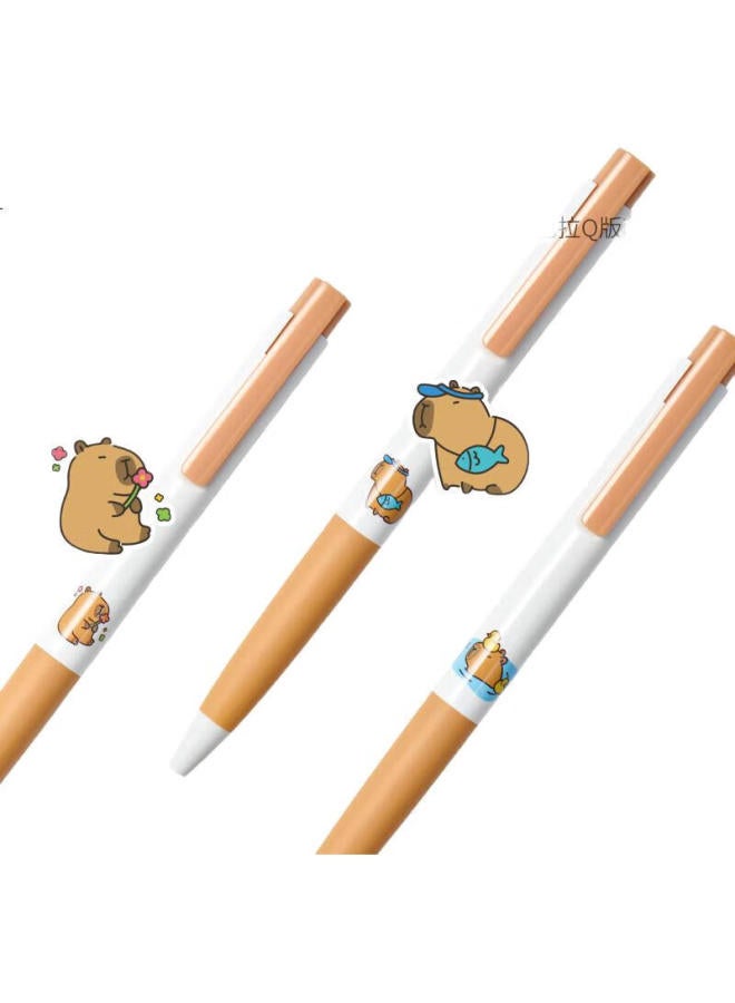 Kaco Capybara Retractable Gel Pen High Value 0.5Mm Quick-Drying Signature Pen Black Ink Water Pen Student Brush Pen 3Pcs/Set - Image 1