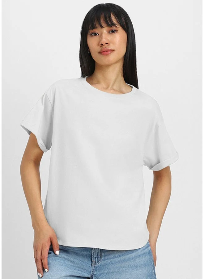 Juneberry Juneberry Pure Cotton BoyFriend Fit WHITE T-Shirt For Women