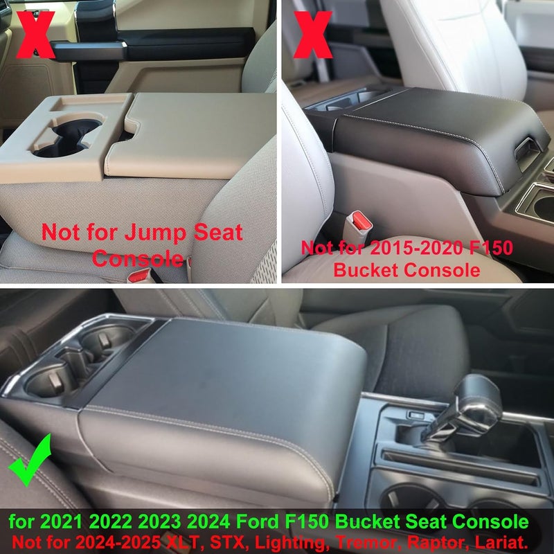 Zxiaochun Global assorted color picks Center Console Organizer Compatible with 2021 2022 2023 2024 Ford F150 Interior Accessories, Armrest Box Insert Storage Tray (Full Console w/Bucket Seats ONLY) Black Trim All-scene compatible build - Image 2