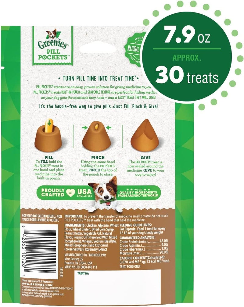 Greenies 3 Pack of Capsule Size Pill Pockets Natural Dog Treats, 7.9 Ounces Each, Peanut Butter Flavor - Image 2