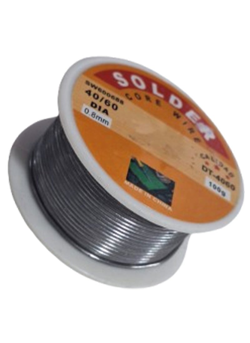 Generic High quality electronic solder wire, with a 60/40 (60% tin / 40% lead) 100g composition to ensure excellent flow and optimal melting speed at low temperatures. Contains an internal flex core to ensure a clean and consistent solder without the need to add the flex separately. Safe for sensitive components.  - Image 1
