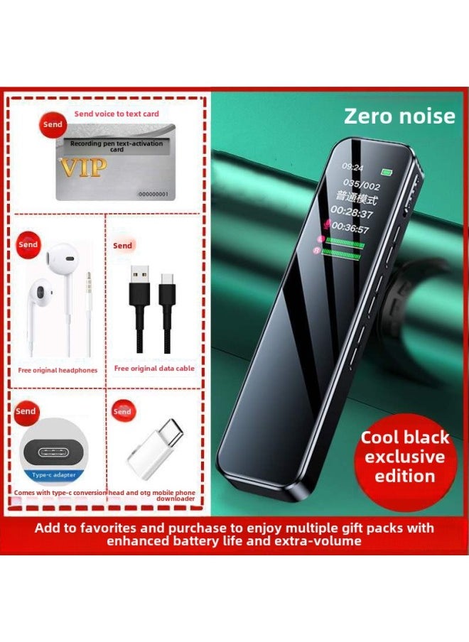 Generic - Professional Recording Pen Automatic Recording Artifact Equipment Students Compact Portable Super Long Standby Noise Meeting Intelligent-Body Color:Cool Black Enhanced Version [ai Intelligent Recording]-Memory Capacity:32g [recording Pen Pet Body--lifetime Warranty]-official Standard Configuration - Image 1