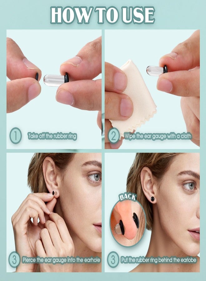 GEMQUEEN 24 PCS Glass Ear Stretching Kit Comfy Ear Gauges Tunnels Plugs Dead Stretching Kit with Rubber O-Rings Single Flare Unique 0.5mm Increments Hypoallergenic Domed Body Piercing Jewelry 14G-1G - Image 5