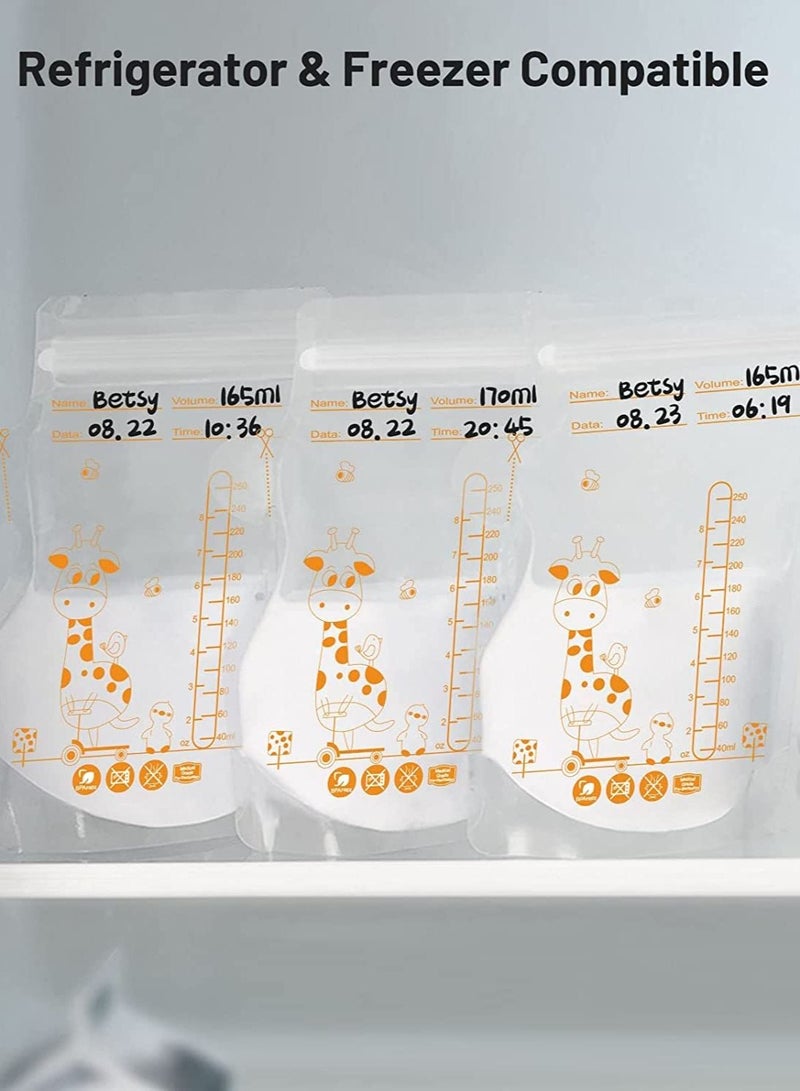 KASTWAVE Breastmilk Storage Bags, 8.5 OZ / 30 Pcs Breast Milk Storage Bags with Double Zip Lock, Self Standing, Pre-Sterilized Breast Milk Storing Containers, Space Saving Flat Profile  - Image 4