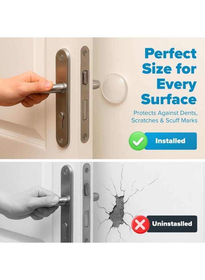 Strongest Home Wall Door Handle Stopper 5cm Set of 6 Clear Rubber Door Handle Round Wall Protection for Door Handle Protective Door Bumper Wall Silencer - Self Adhesive - Image 4