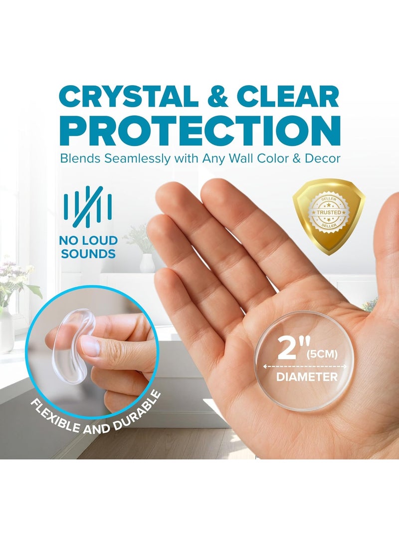 Strongest Home Wall Door Handle Stopper 5cm Set of 6 Clear Rubber Door Handle Round Wall Protection for Door Handle Protective Door Bumper Wall Silencer - Self Adhesive - Image 2