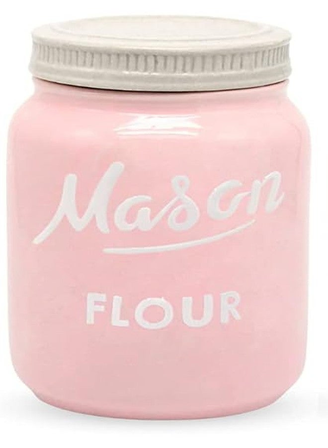 Goodscious Mason Jar Flour Container - Decorative Flour Canister Mason Jars - Kitchen Food Storage Jars with Lids - Ceramic Container for Rustic Farmhouse Kitchen Canisters - Airtight Jar for Baking Bread (Pink) - Image 1
