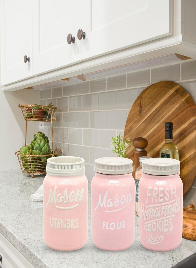 Goodscious Mason Jar Flour Container - Decorative Flour Canister Mason Jars - Kitchen Food Storage Jars with Lids - Ceramic Container for Rustic Farmhouse Kitchen Canisters - Airtight Jar for Baking Bread (Pink) - Image 4