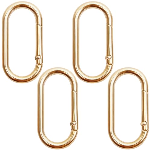 MixPeak 4 Pcs Oval Spring O Ring Clips,Oval Snap Clip,1.97" Alloy Snap Hooks for Purse Strap Extender, Keychain, Handbag & DIY Crafts,Heavy Duty Metal Buckle（Gold） - Image 1