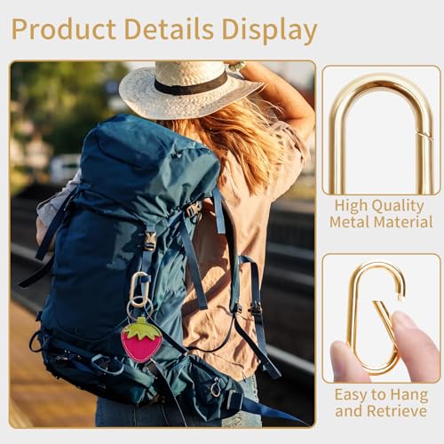 MixPeak 4 Pcs Oval Spring O Ring Clips,Oval Snap Clip,1.97" Alloy Snap Hooks for Purse Strap Extender, Keychain, Handbag & DIY Crafts,Heavy Duty Metal Buckle（Gold） - Image 3