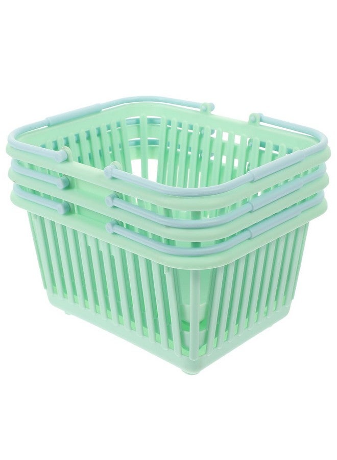Cabilock 3 Pcs Green Plastic Storage Baskets with Handles, Lightweight Utility Organizer for Bathroom, Kitchen, Toys, and More - Image 1