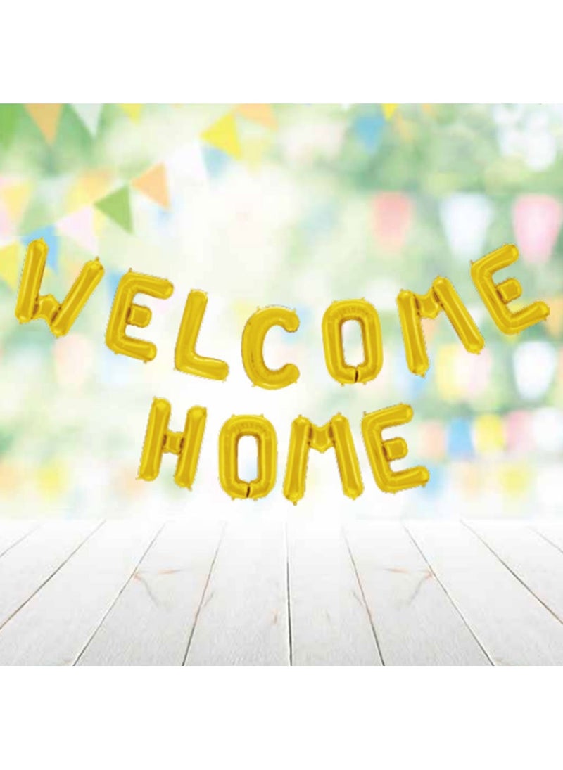 Globos Welcome Home Foil Letter Balloons Gold 41cm 11-Pack - Image 2
