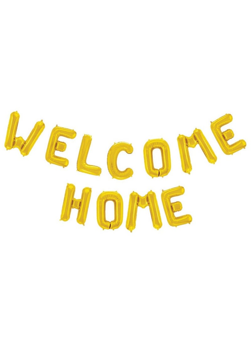 Globos Welcome Home Foil Letter Balloons Gold 41cm 11-Pack - Image 1