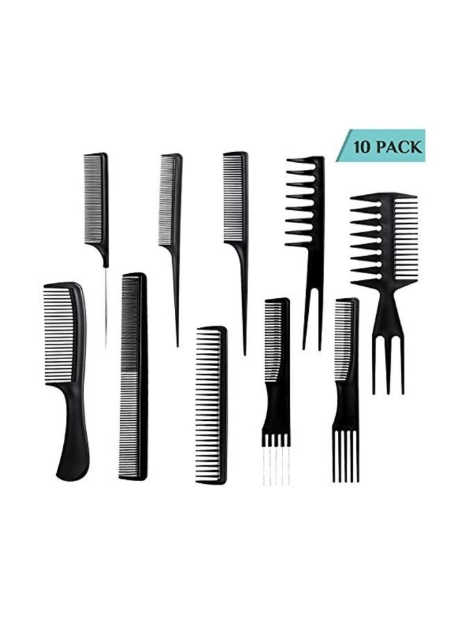 10-piece professional hair comb set for styling, black - Image 2
