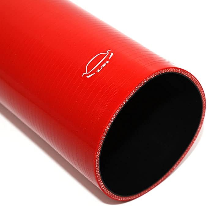 TenkeAuto 12" Long High Performance 4-Ply Reinforced 4" ID Straight Coupler Silicone Hose (Red) - Image 3