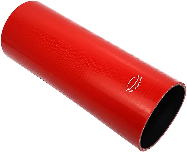 TenkeAuto 12" Long High Performance 4-Ply Reinforced 4" ID Straight Coupler Silicone Hose (Red) - Image 1