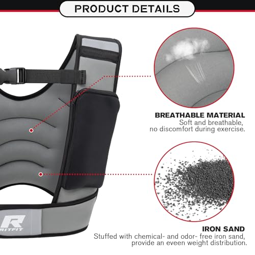 RitFit Weighted Vest, 4lb/8lb/10lb/12lb/15lb/20lb Weight Vest with Reflective Stripes, Weight Vest Adjustable for Women and Men Workout, Strength Training, Running, Fitness, Jogging, Walking - Image 4