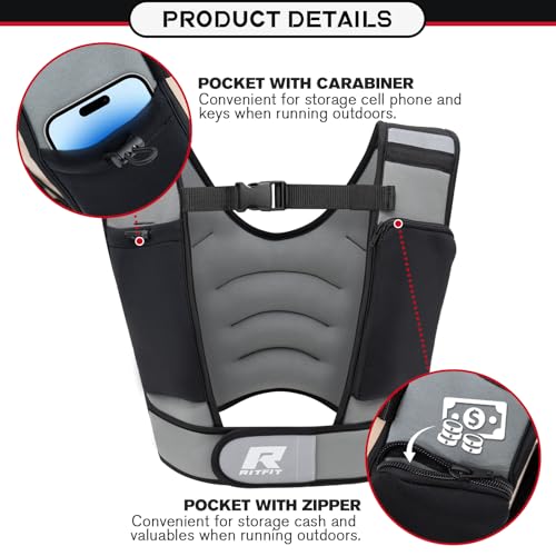 RitFit Weighted Vest, 4lb/8lb/10lb/12lb/15lb/20lb Weight Vest with Reflective Stripes, Weight Vest Adjustable for Women and Men Workout, Strength Training, Running, Fitness, Jogging, Walking - Image 2