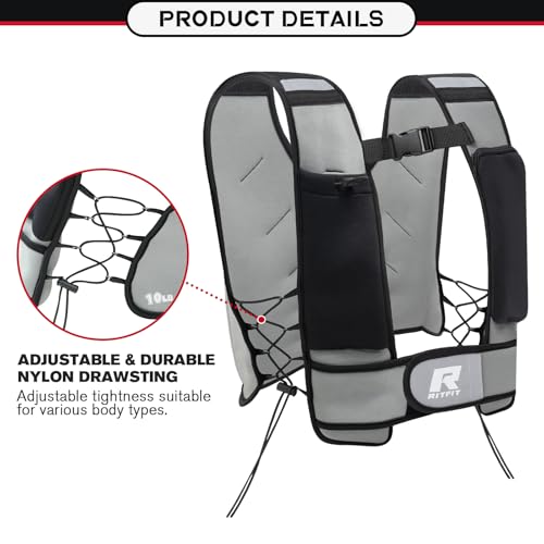 RitFit Weighted Vest, 4lb/8lb/10lb/12lb/15lb/20lb Weight Vest with Reflective Stripes, Weight Vest Adjustable for Women and Men Workout, Strength Training, Running, Fitness, Jogging, Walking - Image 5