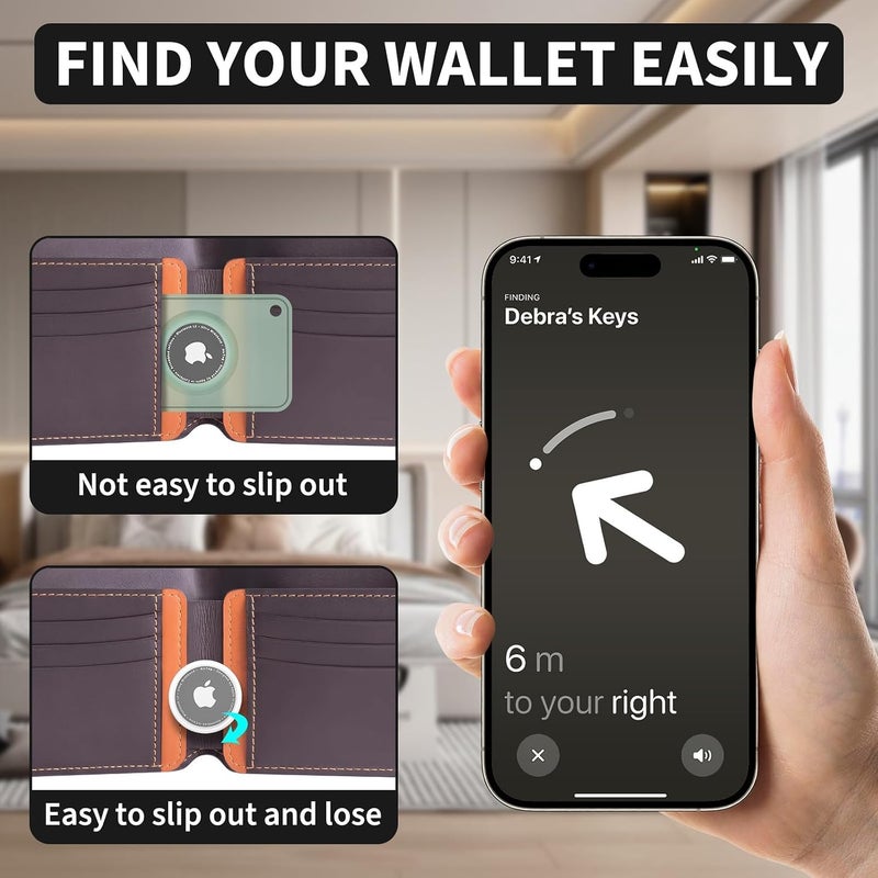 كاست ويف حافظة بطاقات لحامل محفظة Airtag، مكتشف مفاتيح حقيبة وقائي، إدراج محفظة بسيط مضاد للخدش لحقيبة اليد، حقيبة الظهر، (أخضر شفاف وأرجواني) - Image 3