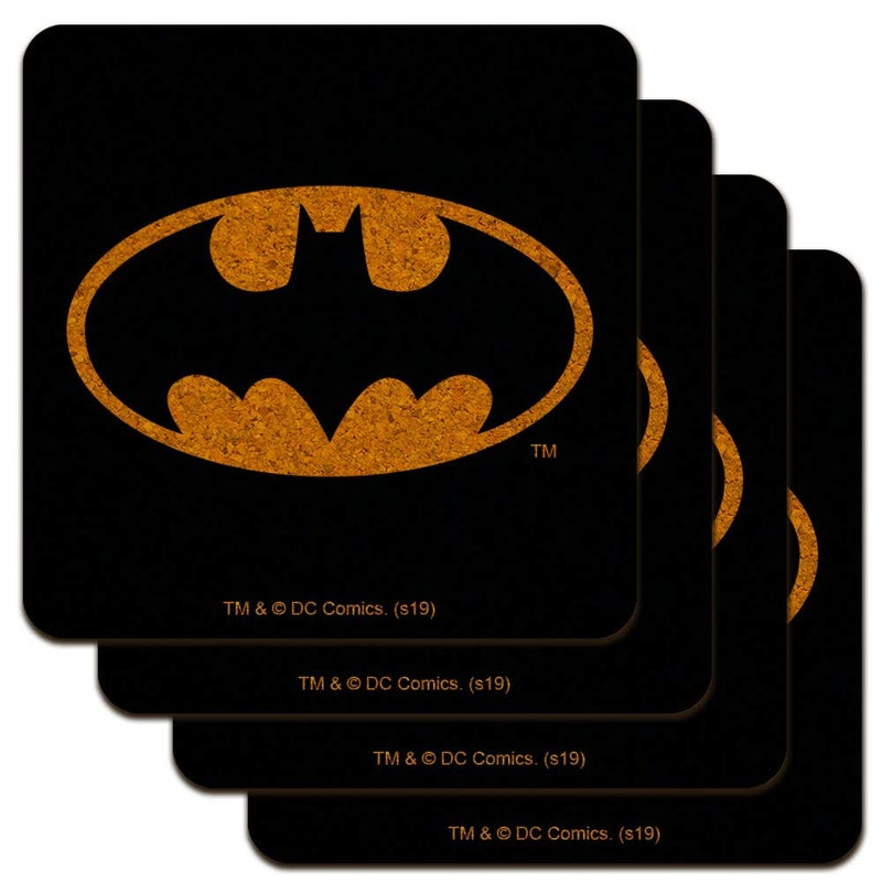 GRAPHICS & MORE Batman Classic Bat Shield Logo Low Profile Novelty Cork Coaster Set - Image 1