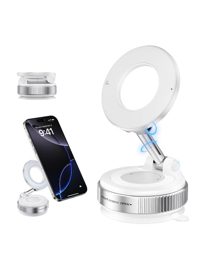 ZERIFAM Vacuum Magnetic Car Phone Mount, Cup Phone Mount, Foldable Vacuum Magnetic Phones Stand,Magnet Car Mounts for Android, All Smartphones, All Vehicle, Gym, Bathroom Mirror - Image 1