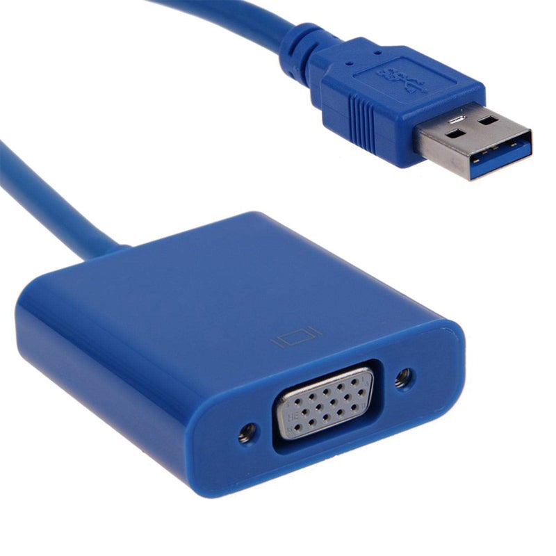 1080P USB 3.0/2.0 Male to VGA Female Multi Monitor External Video Card Adapter for Windows 7/8/10 Multiple Monitors (Blue) - Image 5