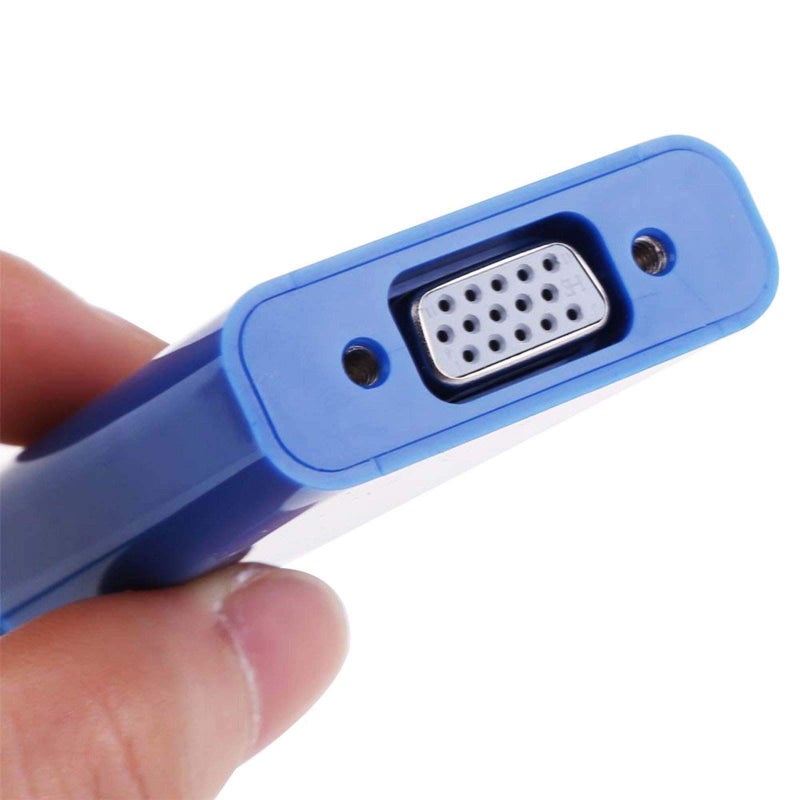 1080P USB 3.0/2.0 Male to VGA Female Multi Monitor External Video Card Adapter for Windows 7/8/10 Multiple Monitors (Blue) - Image 3