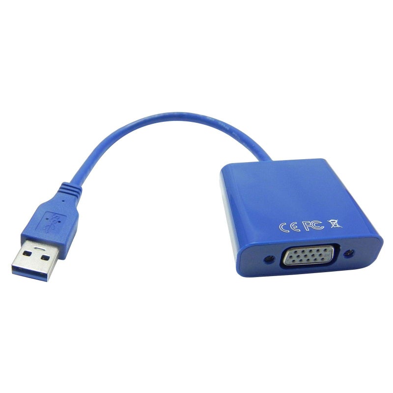 1080P USB 3.0/2.0 Male to VGA Female Multi Monitor External Video Card Adapter for Windows 7/8/10 Multiple Monitors (Blue) - Image 4