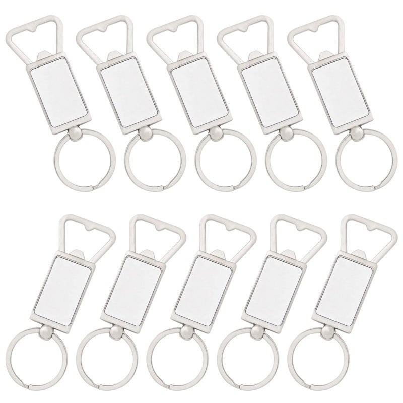 Framendino 10 Pack Sublimation Blanks Keychains Metal Bottle Opener Transfer Key Rings