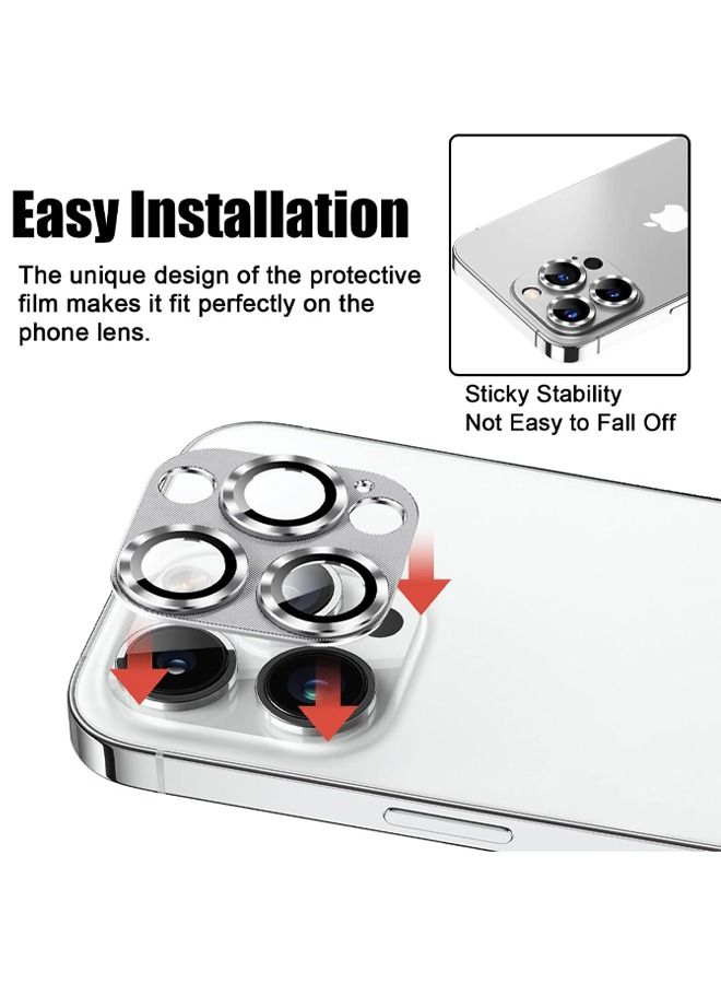 iPhone 15 Pro/iPhone 15 Pro Max Camera Lens Protector, Aluminum Alloy Metal Tempered Glass Cover Camera Screen Film Protector Accessories, Case Friendly for iPhone 15 Pro / 15 ProMax 2023 - Image 4