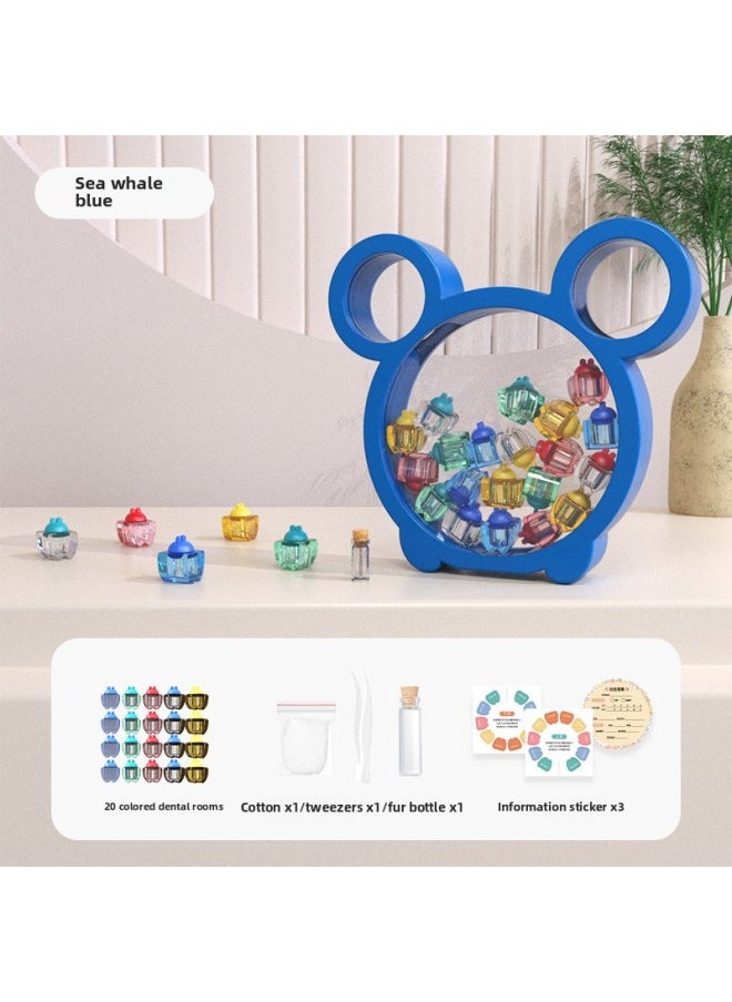 Generic Children's Teeth Box Commemorates Girl's Teeth Storage Box Baby's Teeth Replacement Collection Boy's Teeth Decoration-Color:Bear Tooth Box-blue  - Image 1