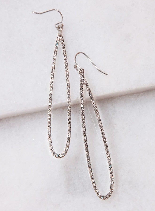 هامبل شيك نيويورك أقراط طويلة فضية اللون أنيقة للنساء - أقراط فضية اللون مرصعة بأحجار الراين للنساء، أقراط متدلية لامعة على شكل دمعة مرصعة بأحجار الزركونيا المكعبة الصناعية، مجوهرات على شكل دمعة مرصعة بأحجار كريستال كبيرة متدلية مناسبة للمناسبات الرسمية - Image 3