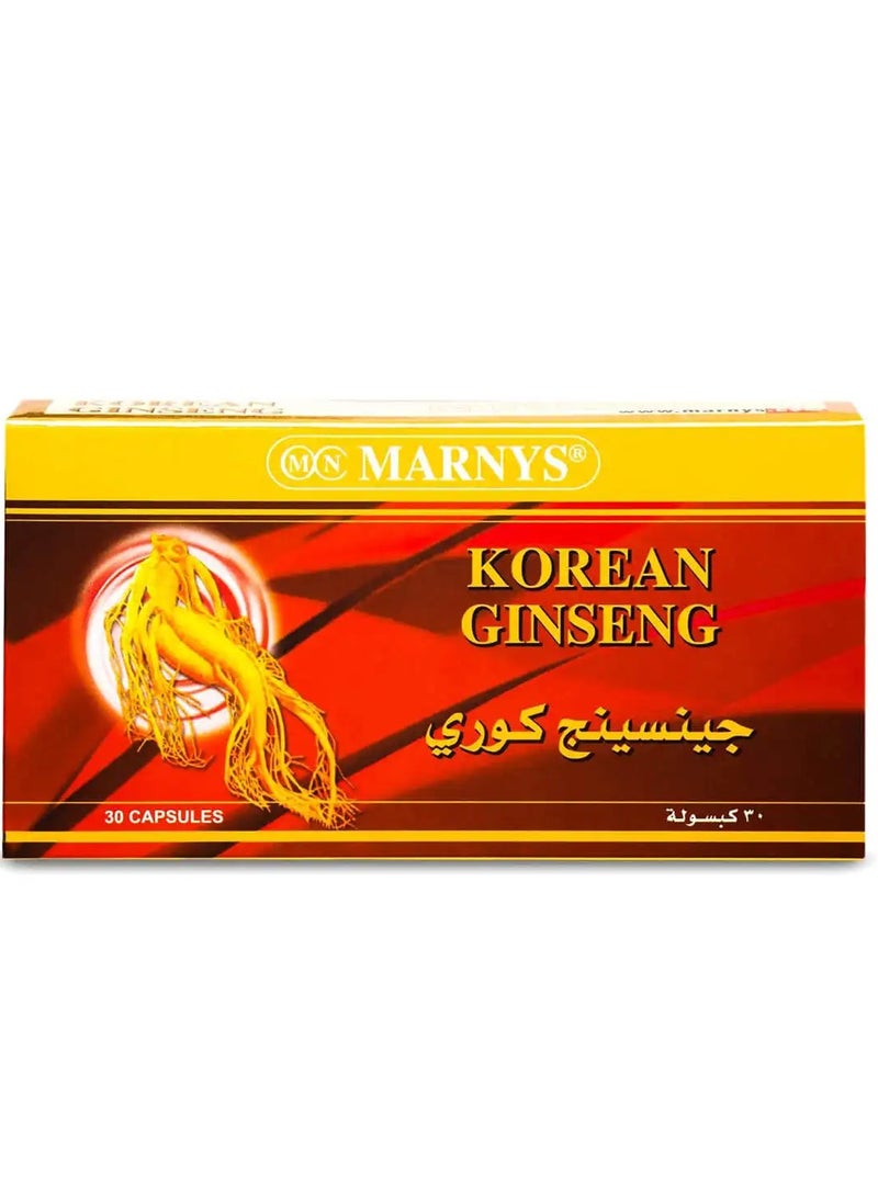 Marnys Korean Ginseng 500 Mg 30 Capsules - Image 1