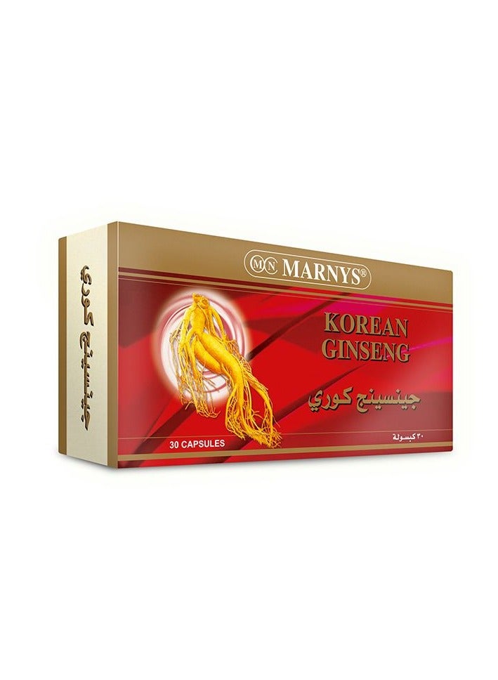 Marnys Korean Ginseng 500 Mg 30 Capsules - Image 2
