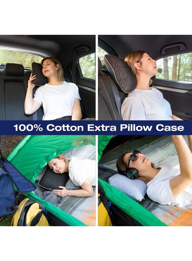 alkamto Travel & Camping Comfortable Memory Foam Pillow with Extra Cotton Cover – Easy to Carry Portable Bag – Temperature Regulating Pillow Case - Perfect for Travelling/Fishing/Backpacking/Hiking - Image 2