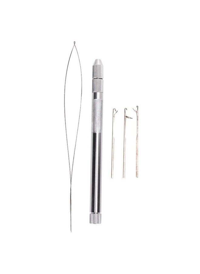 silvercnc - Pulling Loop Needle, Hair Extension Loop Aluminum Loop Hook Pulling Needle Threader Dreadlocks Tool Pulling Hook Bead Device Tool for Interlocks Micro Beads Looper Threader Hair Extension Tool Kit - Image 1