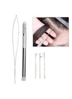 Pulling Loop Needle, Hair Extension Loop Aluminum Loop Hook Pulling Needle Threader Dreadlocks Tool Pulling Hook Bead Device Tool for Interlocks Micro Beads Looper Threader Hair Extension Tool Kit