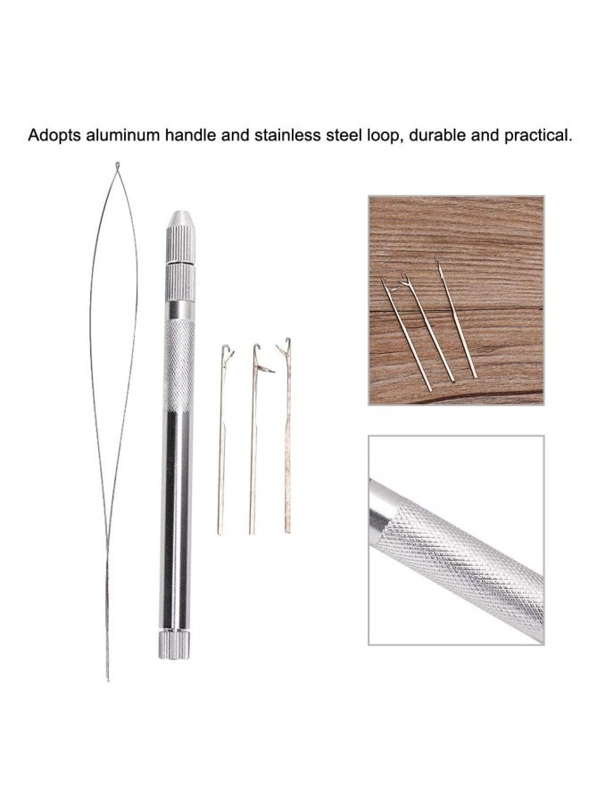 silvercnc - Pulling Loop Needle, Hair Extension Loop Aluminum Loop Hook Pulling Needle Threader Dreadlocks Tool Pulling Hook Bead Device Tool for Interlocks Micro Beads Looper Threader Hair Extension Tool Kit - Image 1