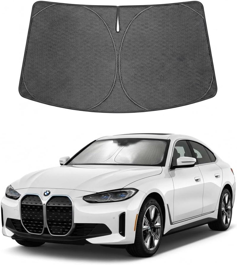 Proadsy Windshield Sun Shade Custom Fit BMW i4 2022-2026 Ice Crystal Black Front Window Sunshade UV and Heat Blocker Foldable Visor Keeps Car Cooler for Summer Parking and Daily Use - Image 1
