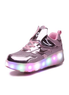 xppier حذاء رياضي لامع أنيق مزود بعجلات ونعل من نوع Lightning مزود بضوء فلاش LED  - Image 5