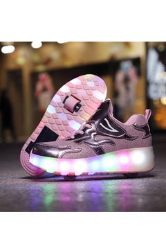 xppier حذاء رياضي لامع أنيق مزود بعجلات ونعل من نوع Lightning مزود بضوء فلاش LED  - Image 4