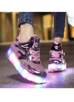 xppier حذاء رياضي لامع أنيق مزود بعجلات ونعل من نوع Lightning مزود بضوء فلاش LED  - Image 2