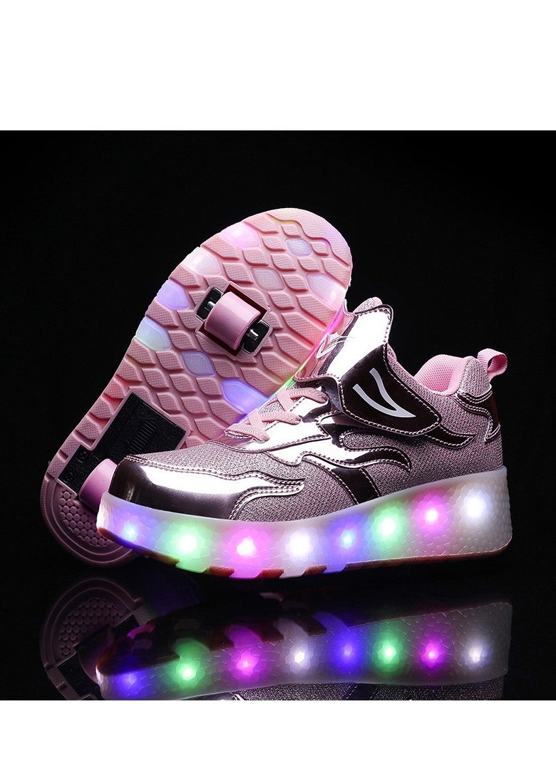 xppier - LED Flash Light Fashion Shiny Sneaker Skate Shoes With Wheels And Lightning Sole - Image 1