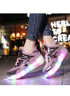 xppier حذاء رياضي لامع أنيق مزود بعجلات ونعل من نوع Lightning مزود بضوء فلاش LED  - Image 3
