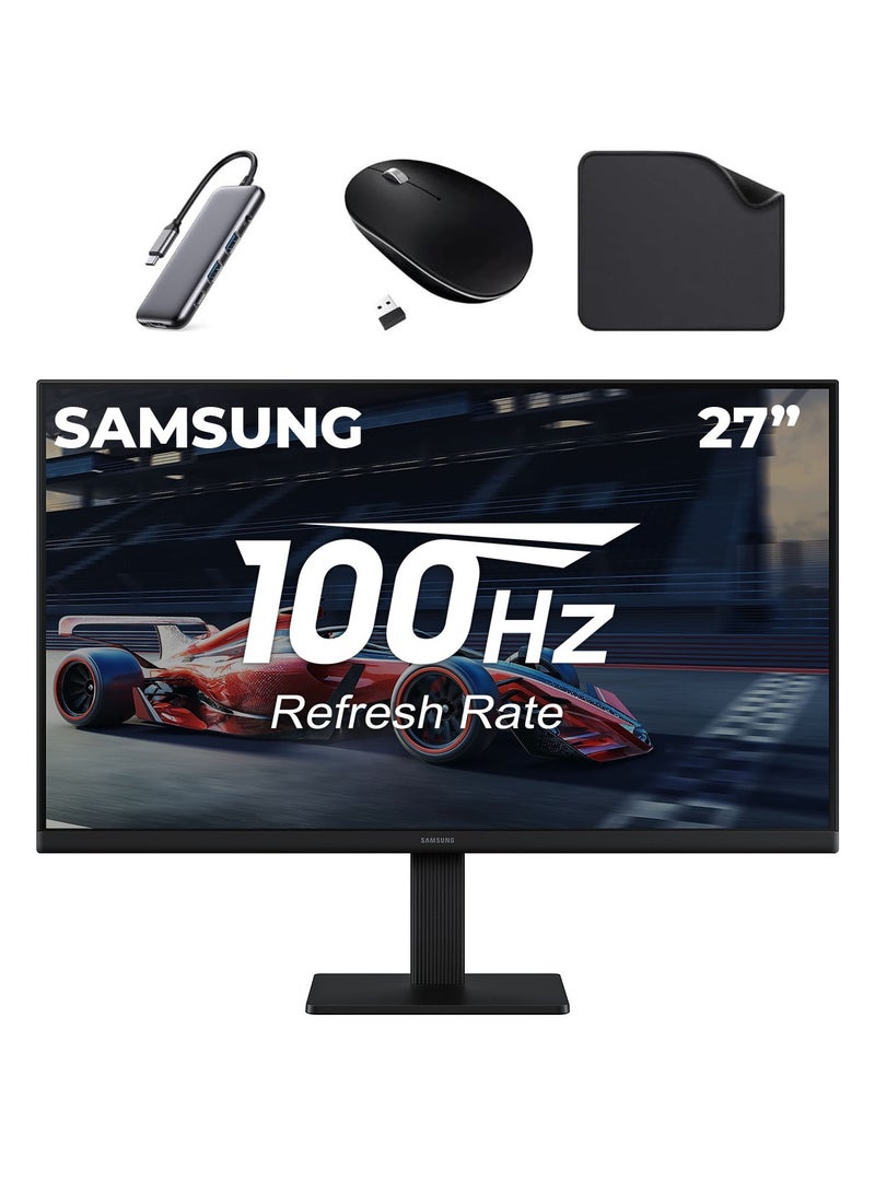 27 Fhd Monitor 100hz Refresh Rate Borderless Design Ips Display Eye Care Game Model Ls27d300gamxue Include 5 In 1 Hub + Wiress Mouse + Mouse Pad Black black