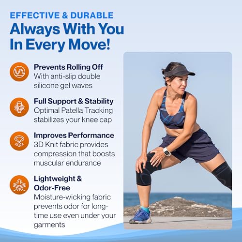 Modvel 2 Pack Knee Brace for Women & Men - Workout Knees Compression Sleeve for Knee Pain Relief Joint Support for ACL, Arthritis, Meniscus Tear Knees Brace for Sports, Rodilleras para Gym Fitness - Image 5
