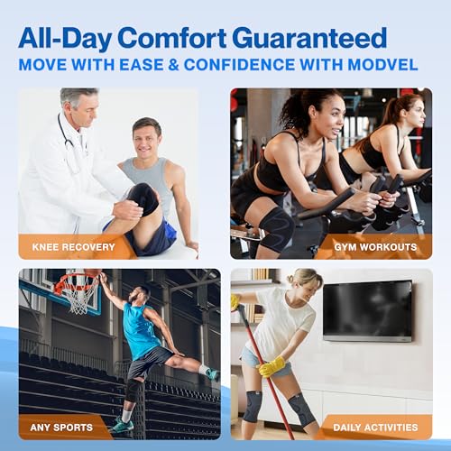 Modvel 2 Pack Knee Brace for Women & Men - Workout Knees Compression Sleeve for Knee Pain Relief Joint Support for ACL, Arthritis, Meniscus Tear Knees Brace for Sports, Rodilleras para Gym Fitness - Image 4