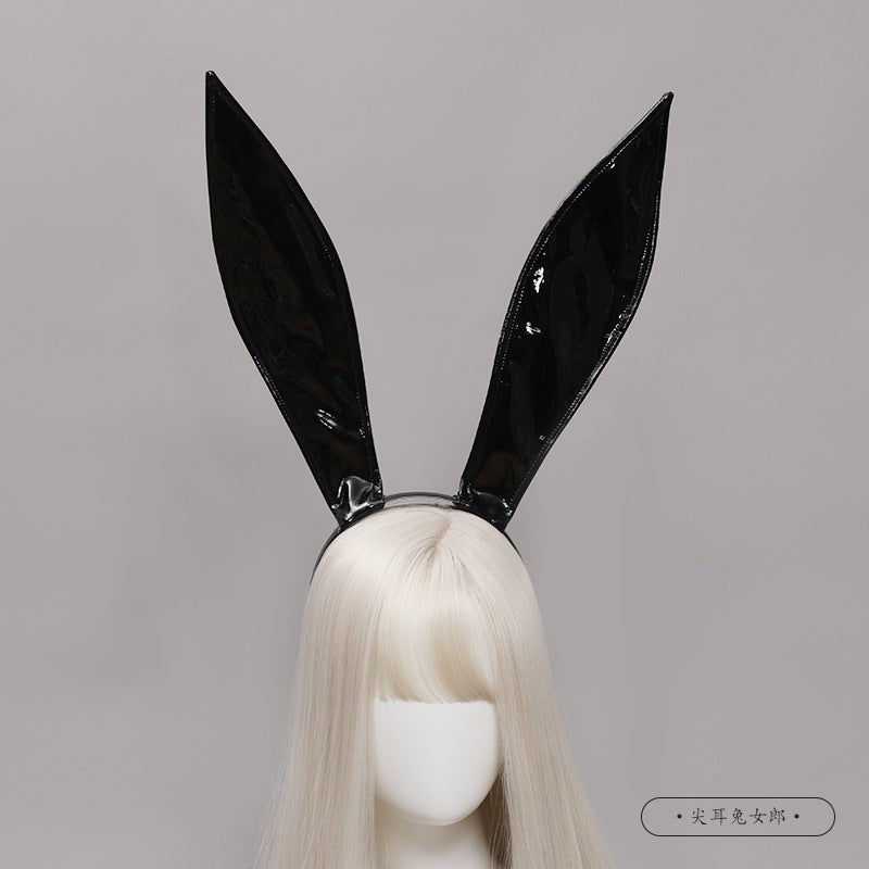 Generic Handmade Cute Bunny Maid Headband for Lolita Halloween Pointy-Eared Bunny Headband 