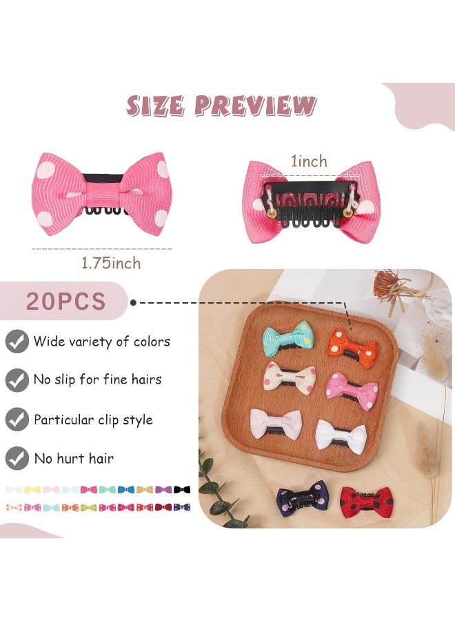 CellElection 20 Pack Handmade Tiny Hair Clips for Baby Fine Hair 1.75 Inch Mini Grosgrain Ribbon Hair Bows Snap Hair Clips Barrettes Hair Accessories For Baby Girls Newborn Infant Toddlers - Image 5